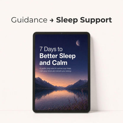 An iPad displaying the e-book 7 Days to Better Sleep and Calm