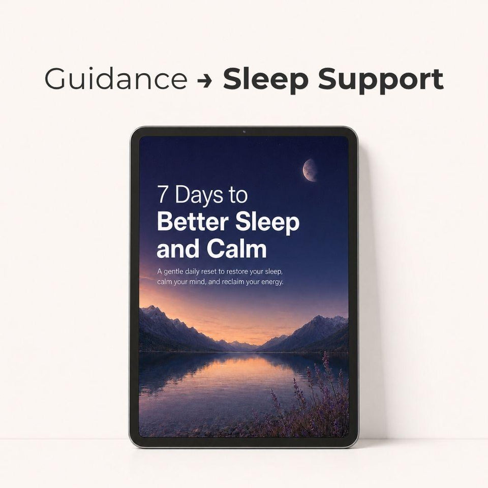 An iPad displaying the e-book 7 Days to Better Sleep and Calm