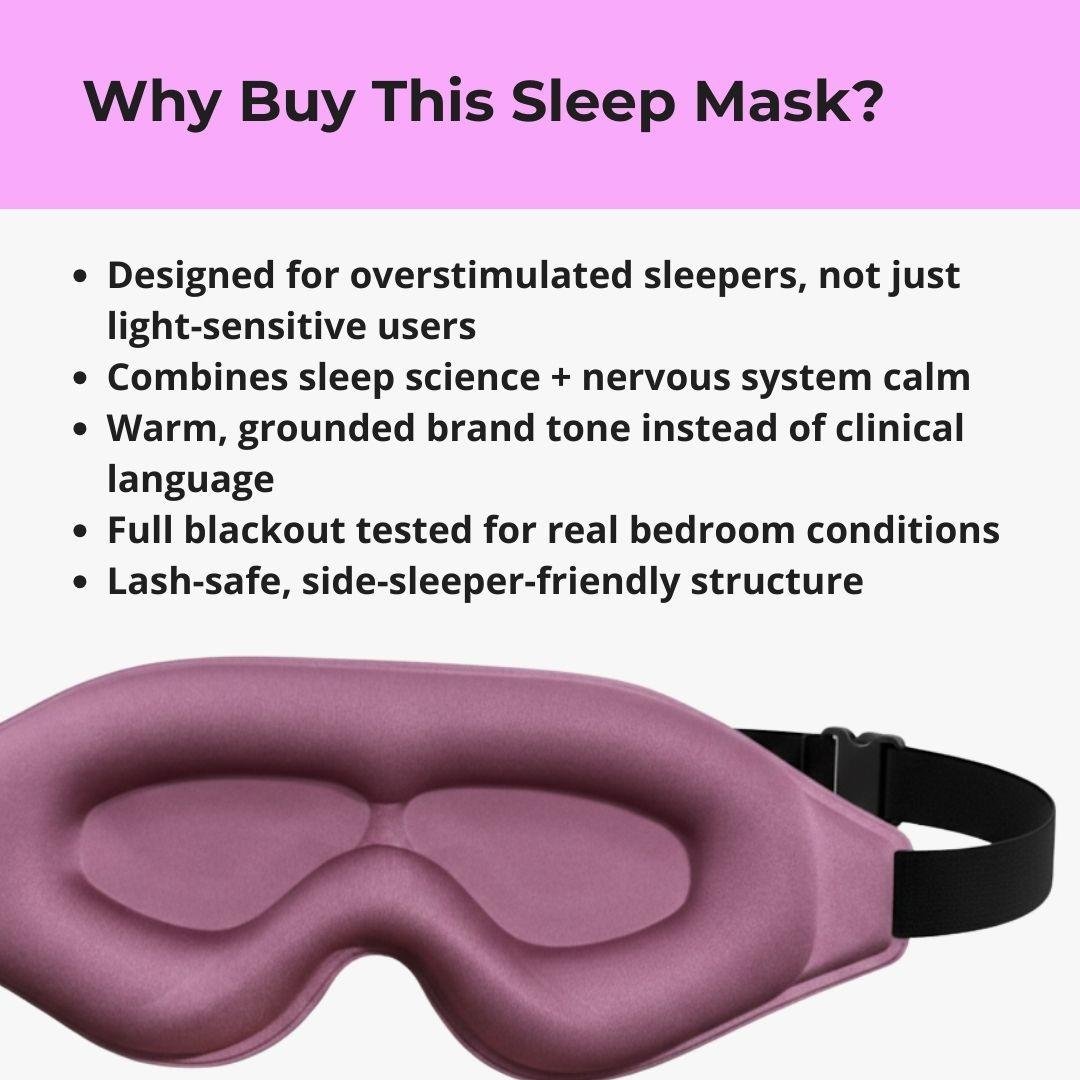 Contoured Blackout Sleep Masks – Memory Foam, 3D Pressure - Free Eye Cups & Complete Darkness for Deeper, Restorative Sleep - Natural Health Solutions