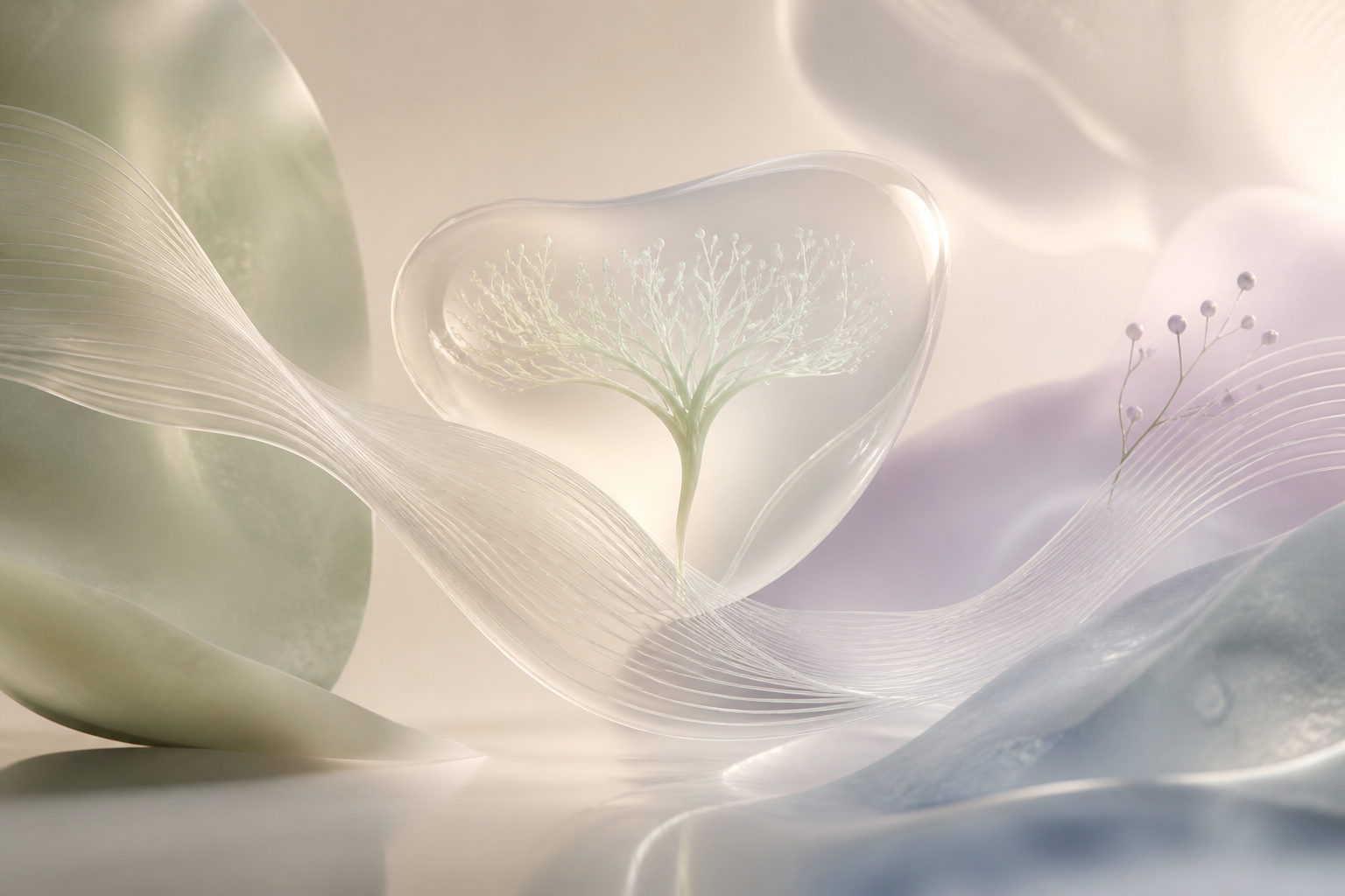 Abstract soft botanical nervous system visual for restorative sleep science